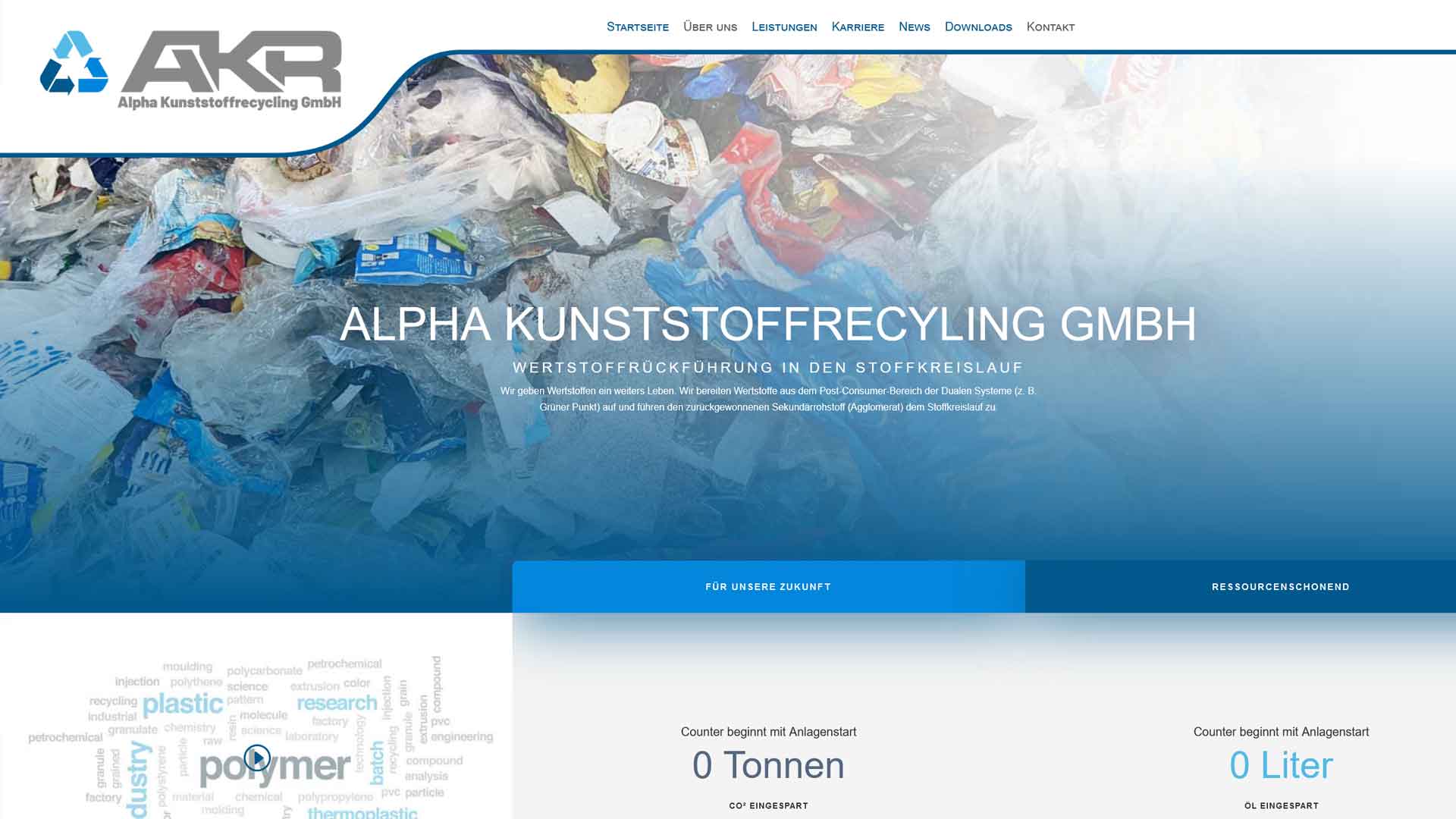Website von AKR GmbH Kunststoffrecycling