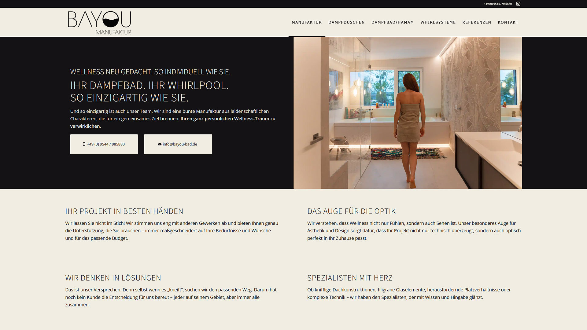 Website von BaYou Bad – Dampfbäder für Zuhause