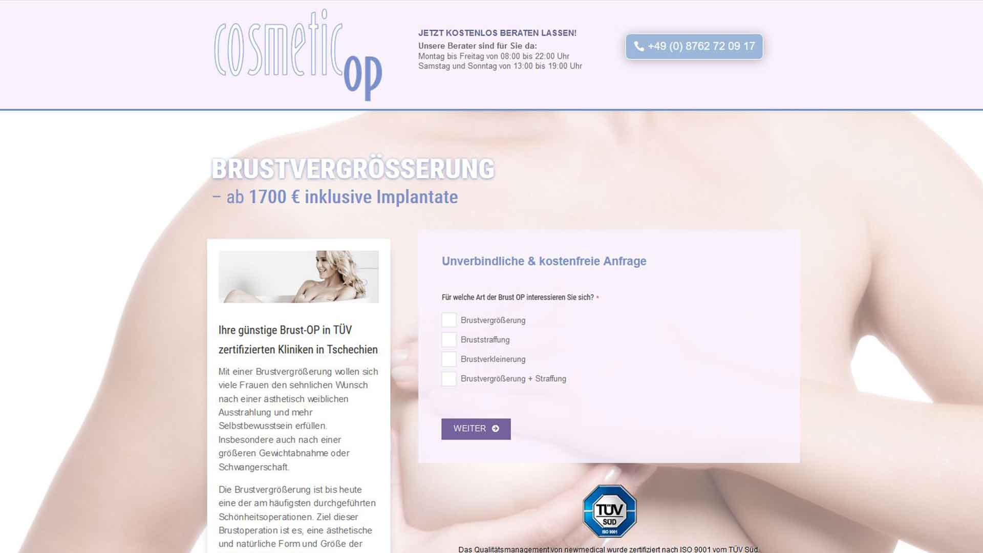Website von Cosmetic OP
