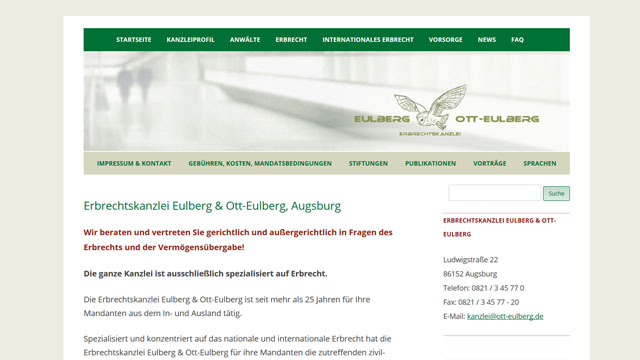 Website von Kanzlei Eulberg – Erbrecht