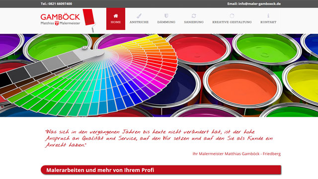 Website von Malerfachbetrieb Gamböck