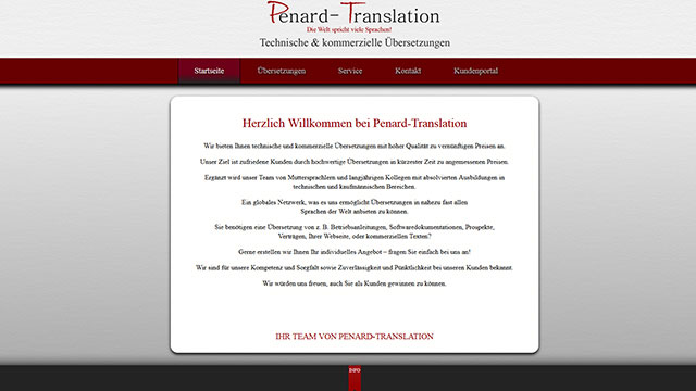 Website von Penard Translation