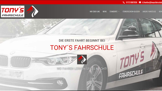 Website von Tony's Fahrschule