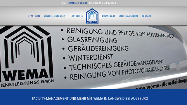 Website von WEMA Facility Management